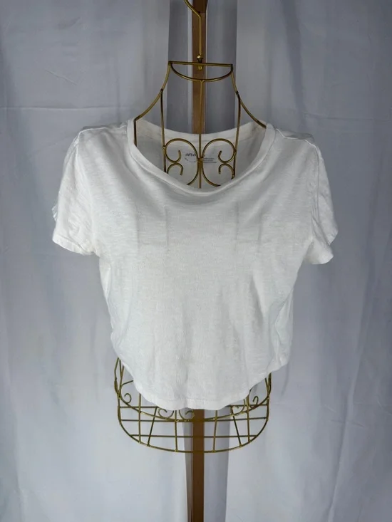 Aerie 100% Cotton Cropped Tee Shirt Top - Small - White - Picture 2 of 10